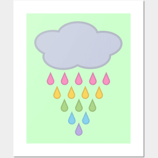 Raining Rainbow Rain Cloud Posters and Art